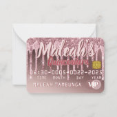 キンセアニラダークバラ金ゴールド&ピンクグリッタードリップ ノートカード (正面)