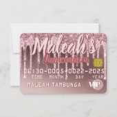 キンセアニラダークバラ金ゴールド&ピンクグリッタードリップ 招待状 (正面)