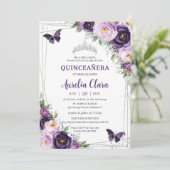 キンセアニラダークパープル薄紫フローラ蝶 招待状 (スタンド正面)