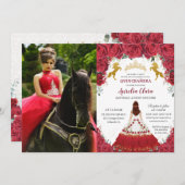 キンセアニラチャロレッドフローラプリンセス金ゴールドウマ 招待状 (正面/裏面)