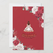 キンセアニラチャロレッドホワイトローズフローラ金ゴールド 招待状 (裏面)