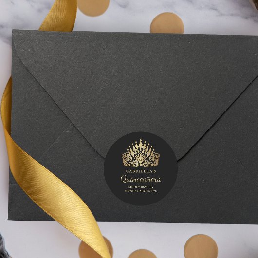 キンセアニラティアラクラウンRSVP封筒用シール ラウンドシール