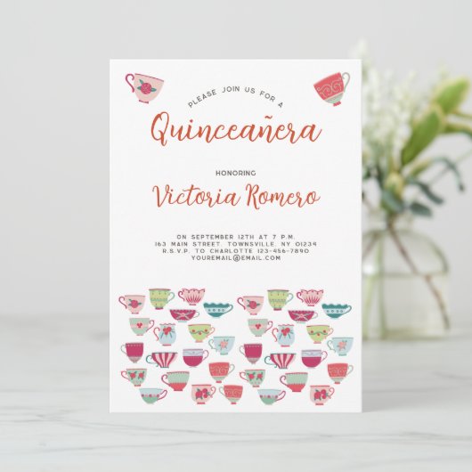 キンセアニラティーカップパーティの招待状 招待状 (スタンド正面)