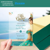 キンセアニラティール（緑がかった色）グリーン金ゴールドミクリンスドレスアーチ アクリル招待状