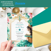 キンセアニラティール(緑がかった色)グリーン金ゴールドミクリンスフラワーズ アクリル招待状