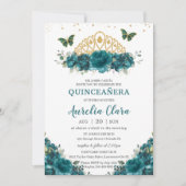 キンセアニラティール（緑がかった色）シアンフローラ蝶クラウン 招待状 (正面)