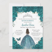 キンセアニラティール(緑がかった色)フローラ蝶シルバーティアラ 招待状 (正面)