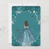 キンセアニラティール(緑がかった色)フローラ蝶シルバーティアラ 招待状 (裏面)