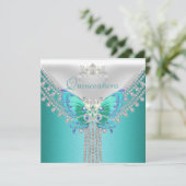 キンセアニラティール(緑がかった色)ブルーホワイトバタフライダイヤモンド 招待状 (スタンド正面)