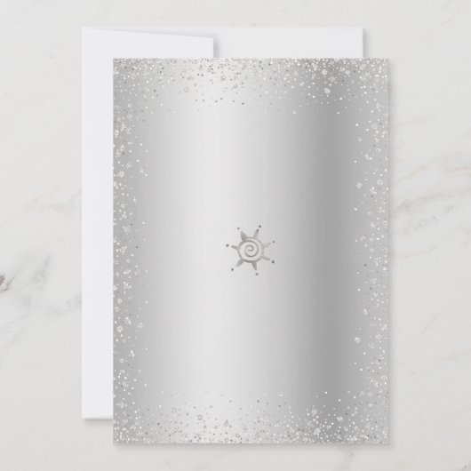 キンセアニラネイビーシルバーグリッタープリンセスクラウン 招待状 (裏面)