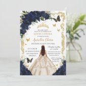 キンセアニラネイビーフローラシャンパン金ゴールドプリンセス 招待状 (スタンド正面)