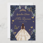 キンセアニラネイビーフローラシャンパン金ゴールドプリンセス 招待状 (裏面)