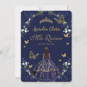 キンセアニラネイビーブルーバラフローラプリンセス金ゴールド 招待状 (裏面)