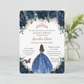キンセアニラネイビーブルーフローラプリンセスバラ金ゴールド 招待状 (スタンド正面)