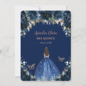 キンセアニラネイビーブルーフローラプリンセスバラ金ゴールド 招待状 (裏面)