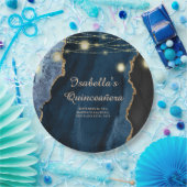 キンセアニラネイビーブルー金ゴールドグリッターストリングライト ペーパープレート (パーティー)