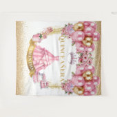 キンセアニラバックドラップピンク金ゴールドグリッタープリンセス タペストリー (正面(横))