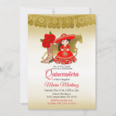 キンセアニラバラブルゴーニュ金ゴールドメキシコ誕生日 招待状 (正面)