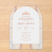 キンセアニラバラ金ゴールドホワイトアゲートエレガントト アクリル招待状 (正面)