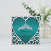 キンセアニラバースデーパーティーティール（緑がかった色） 招待状 (スタンド正面)