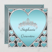 キンセアニラバースデーパーティーブルー 招待状 (正面/裏面)