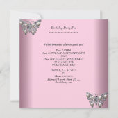 キンセアニラバースデーパーティーホワイトバタフライフローラ 招待状 (裏面)