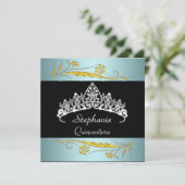 キンセアニラバースデーパーティー金ゴールドティール(緑がかった色)宝石 招待状 (スタンド正面)