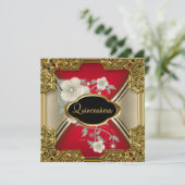 キンセアニラバースデーパーティー金ゴールドブラックレッド 招待状 (スタンド正面)