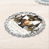 キンセアニラパーソナライズされたウォーターカラーラグジュアリーブラック ペーパーコースター (アングル)