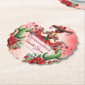 キンセアニラパーソナライズされたウォーターカラーレッドメキシコ ペーパーコースター (アングル)