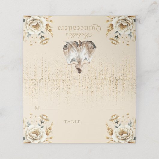 キンセアニラパーソナライズされたラグジュアリーアイボリー金ゴールド プレイスカード (外部開封)