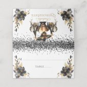 キンセアニラパーソナライズされたラグジュアリーブラック金ゴールド プレイスカード (外部開封)