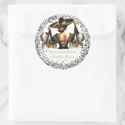 キンセアニラパーソナライズされたラグジュアリーブラック金ゴールド ラウンドシール (バッグ)