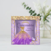キンセアニラパーティーパープルドレスハイヒール金ゴールド 招待状 (スタンド正面)