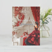 キンセアニラパーティールームレッドガウンクリスタルシャンデリア 招待状 (スタンド正面)