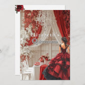 キンセアニラパーティールームレッドガウンクリスタルシャンデリア 招待状 (正面/裏面)