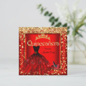 キンセアニラパーティーレッドローズドレスハイヒール金ゴールド 招待状 (スタンド正面)