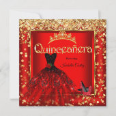 キンセアニラパーティーレッドローズドレスハイヒール金ゴールド 招待状 (正面)