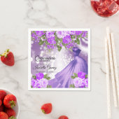 キンセアニラパープルガウンと花 スタンダードカクテルナプキン (インサイチュ)