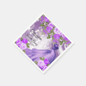 キンセアニラパープルガウンと花 スタンダードカクテルナプキン (角)