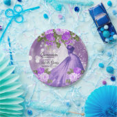 キンセアニラパープルガウンと花 ペーパープレート (パーティー)