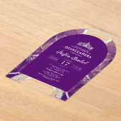 キンセアニラパープルシルバーアゲートエレガントト アクリル招待状 (レイダウン)