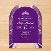 キンセアニラパープルシルバーアゲートエレガントト アクリル招待状 (正面)