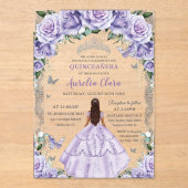 キンセアニラパープルバラフローラシルバープリンセス アクリル招待状 (正面)