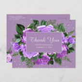 キンセアニラパープルフラワーズサンキューシルバーグリッター ポストカード (正面/裏面)
