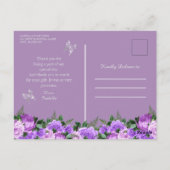 キンセアニラパープルフラワーズサンキューシルバーグリッター ポストカード (裏面)