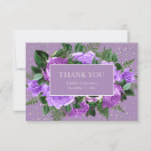 キンセアニラパープルフローラシルバーグリッターありがとう サンキューカード (正面)
