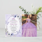 キンセアニラパープルフローラティアラ蝶の写真 招待状 (スタンド正面)