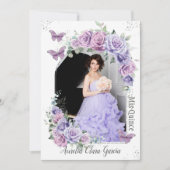 キンセアニラパープルフローラバラ蝶の写真 招待状 (正面)