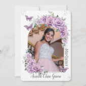 キンセアニラパープルフローラバラ蝶の写真 招待状 (正面)